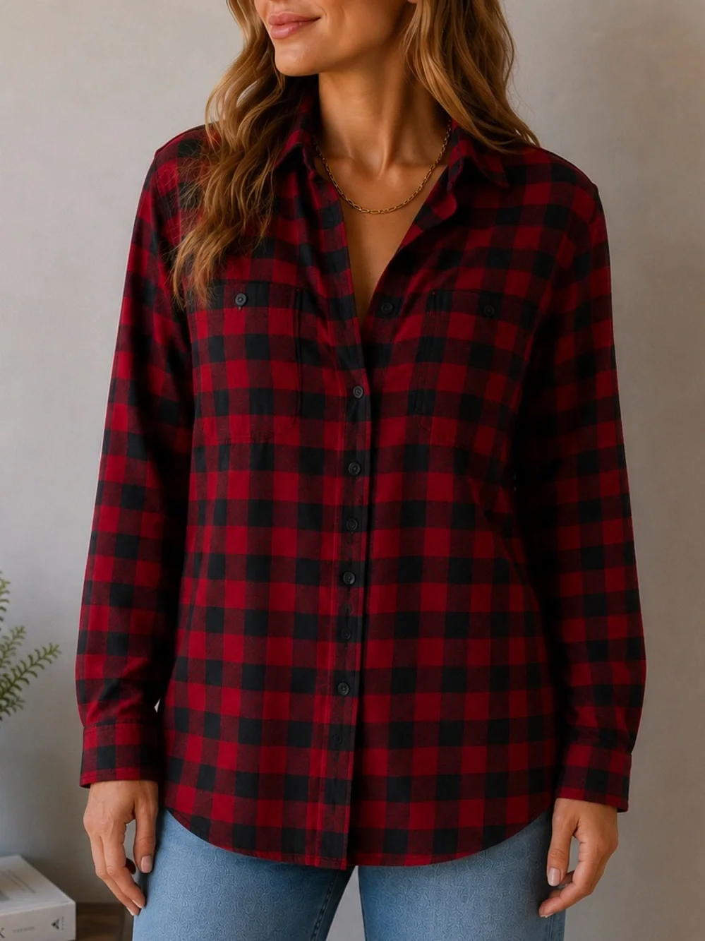 J.Crew Red & Black Buffalo Plaid Flannel Shirt – Size Large